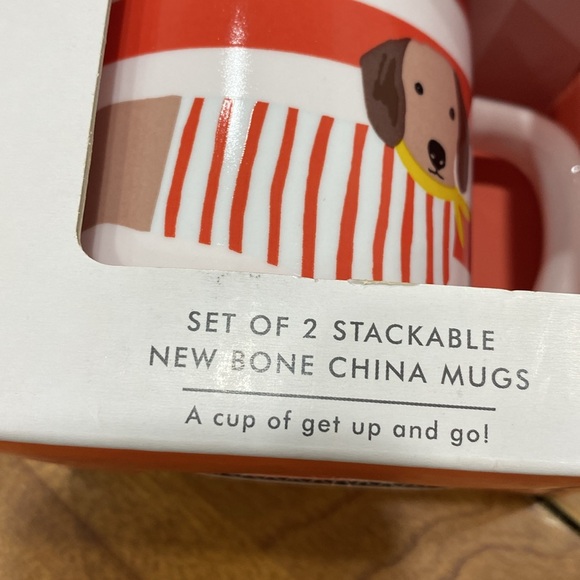 NWT. Portico Designs, “Joules”, set of 2, stackable, 10oz., bone china mugs. - Picture 9 of 13